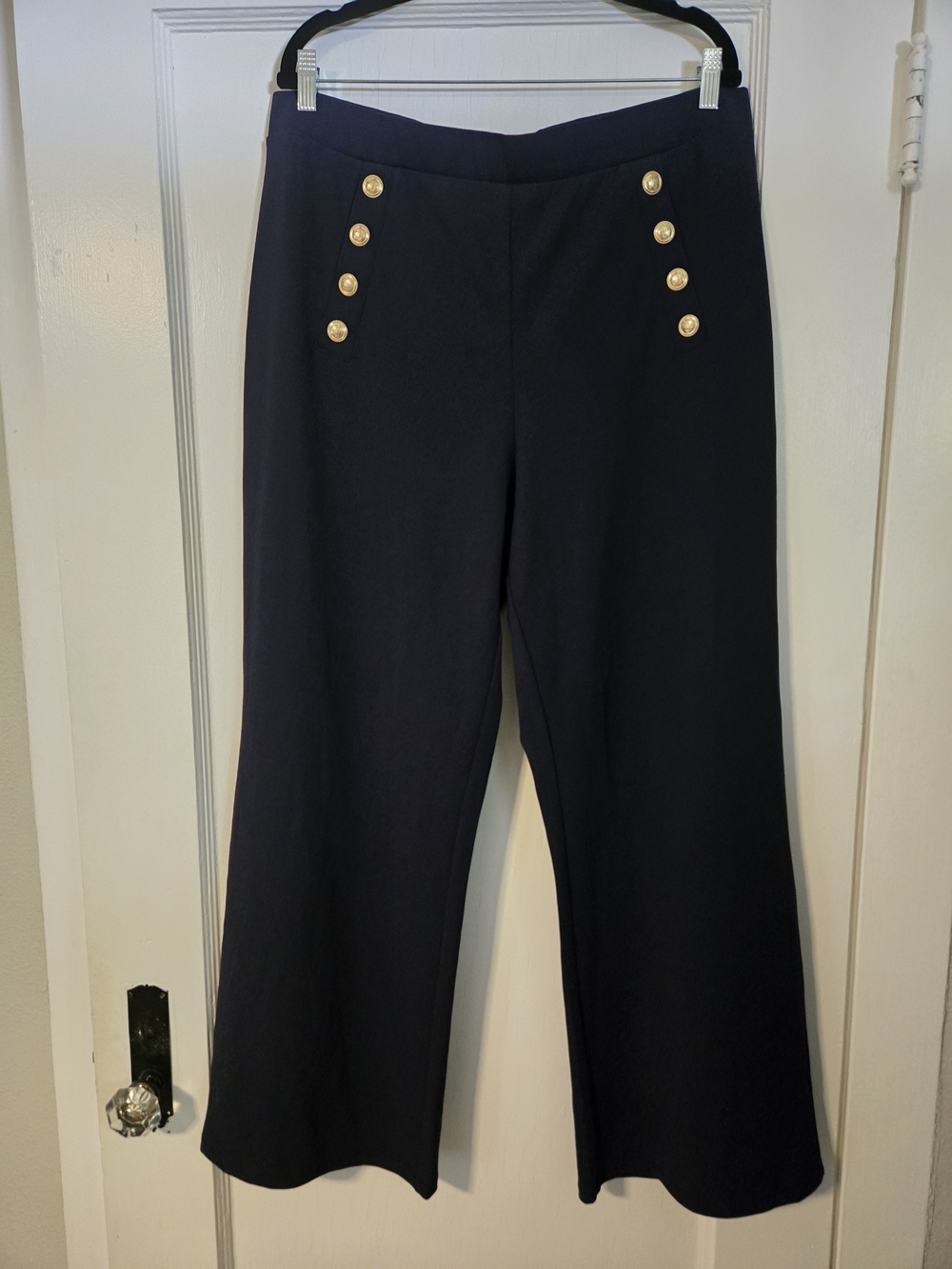 H&M Navy Wide-Leg Pants with Gold Buttons